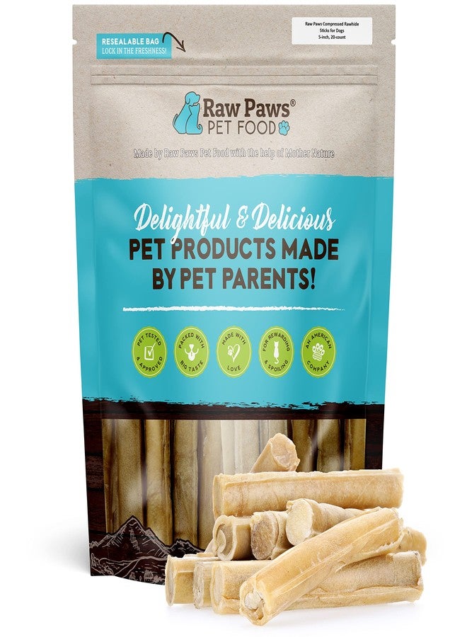Raw Paws 5-inch Compressed Rawhide Rolls for Dogs, 20-ct - Packed in The USA - Pressed Rawhides for Dogs - Free-Range Raw Dog Hide Chews - Natural Dog Chew Sticks for Puppies & Small Breeds - Image 1